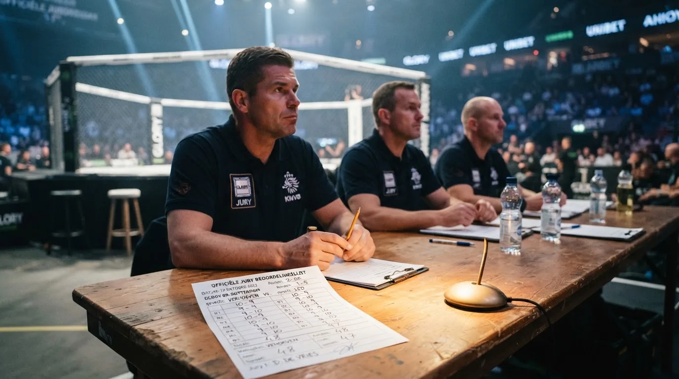 Een lege rechtszaal met houten banken in het ochtendlicht